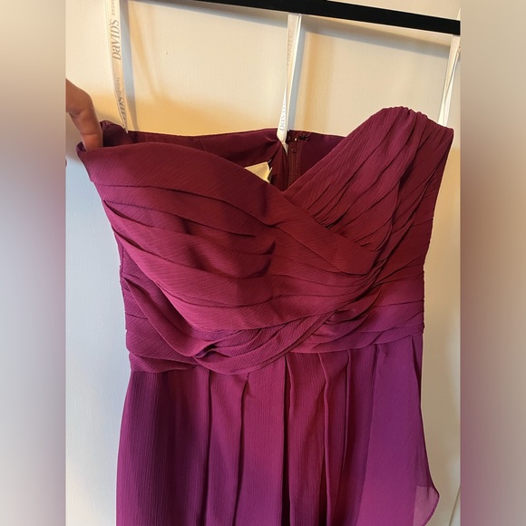 David’s Bridal Long Strapless Chiffon Formal Prom Dress - Picture 2 of 8